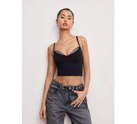 Good American Good American Black Ponte Crystal Trim Top