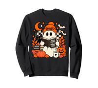 Good Books Spooky Vibes Lecteur de fantômes avec Chat et citrouilles Sweatshirt