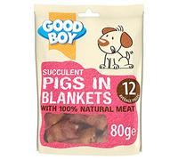 Good Boy - Cochons Succulents dans des couvertures - Friandises pour Chien - Fabriqué avec de la Viande 100% Naturelle - 80 g - Apprécié par Les Chiens Tout au Long de l'année.