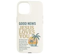 Good Christian News Jesus Loves You Verse de la Bible Jean Coque pour iPhone 15