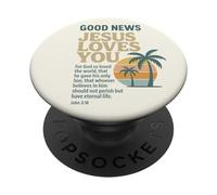 Good Christian News Jesus Loves You Verse de la Bible Jean PopSockets PopGrip Adhésif