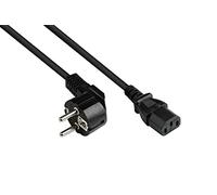 Good Connections Câble d'alimentation, 0,5 m / 50 cm, fiche de contact de protection type E+F (CEE 7/7, coudée) vers prise C13 (droite) - Conducteur en cuivre - 0,75 mm² - Câble pour appareils à froid