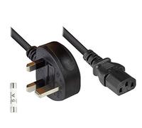 Good Connections Câble d'alimentation prise anglaise/UK type G (BS 1363) vers C13 (droit) 5 A Fusible Noir 1,00 mm² 2,5 m