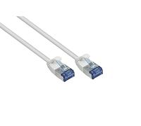 Good Connections Cat. 6A Slim Câble patch - 5 m - U/FTP - 10 Gbit/s et 500 MHz - Conducteur en cuivre CU - Sans halogène LSZH - Protection de nez RNS - Câble réseau fin - Blanc
