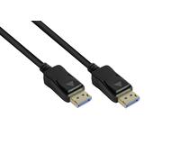 Alcasa Câble DisplayPort DP20-005 0.5m Noir, Connecteurs Mâle-Mâle, DP 1.2a, 3840x2160 120Hz, 54 Gbit/s, HDCP 2.3, AWG 30/1