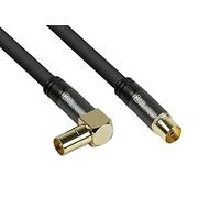 Good Connections GC-M2073 SmartFLEX Câble d'antenne TV coudé IEC/coaxial mâle coudé vers Femelle, Blindage 4 Voies, 120 dB/75 Ohm, connecteurs plaqués Or Noir 2 m
