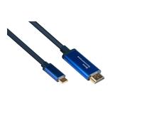 Good Connections martFLEX Câble USB C vers HDMI 2.0b 4K UHD @ 60Hz ¿ Aluminium ¿ Haute flexibilité ¿ Bleu foncé ¿ 3 m