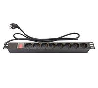 Good Connections Multiprise 19" (1HE) - Fiche de Contact de Protection vers 8 Prises de Contact de Protection - Interrupteur avec Protection d'interrupteur - Protection Enfant - Profil en Plastique -