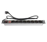 Good Connections Multiprise 19" (1U) - Prises à fiches Femelles avec Contacts de Protection 48,2 cm - avec commutateur 8X Schutzkontaktbuchse Silber