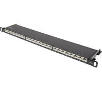 Good Connections® Panneau de Brassage - 19" - Montage sur Serveur - Cat. 6A, 500 MHz - Compatible 10 GIGABIT - 24 Ports - 0,5 HE - Blindage STP - Ouverture sans Outil - Noir Profond (RAL9005)