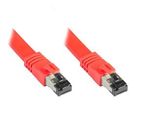 Good Connections Premium Cat. 8.1 Câble patch plat - 15 m - U/FTP - 40 Gb/s - 2000 MHz - Conducteur cuivre CU - Sans halogène LSZH - Câble LAN compatible avec CAT. 7/6 / 5e - Rouge
