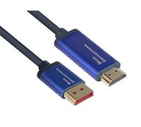 Good Connections SmartFLEX 4860-SF050B Câble DisplayPort 1.4 vers HDMI 2.0-4K UHD @60Hz RGB / 4:4:4 - Conducteur en cuivre, boîtier en aluminium - HAUTEMENT FLEXIBLE - Bleu foncé - Gaine PVC - 5 m