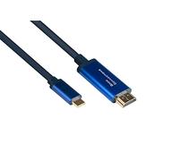Good Connections® SmartFLEX Câble USB C vers HDMI 2.0b 4K UHD @ 60 Hz Boîtier en aluminium Très flexible Bleu foncé 3 m