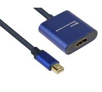 Alcasa MDP-HDMI2 : Adaptateur Mini DisplayPort 1.4 vers HDMI 2.0 (Mâle/Femelle) - 0.2m - Résolution 4K 60Hz - HDCP 2.2 - Noir/Bleu