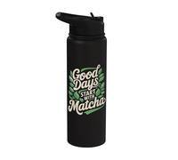 Good Days Start With Matcha - Matcha glacé au thé matcha Stainless Steel Insulated Water Bottle
