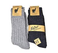 Good Deal Market Lot de 2 ou 4 chaussettes épaisses en alpaga pour homme et femme - Chaussettes en laine les plus chaudes disponibles - Tailles 35/38 39/42 43/46 - Noir - 39-42