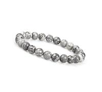 GOOD.designs Bracelet de perles de chakra en jaspe sédimentaire marin de 8 mm ou 10 mm, pierres naturelles, bracelet chakra en jade pour homme et femme (Gris 8mm)