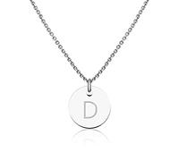 GOOD.designs ® Collier de dames en argent avec Medaillon personnalisé (Initiale Gravée) bijoux initiaux pour femmes (D)