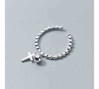 Good dress S925 Bague en Argent, Dames de Style Japonais Mode Simple Perle de Lumière Ouverte Croix Bague Index Baguebague en argent s925, Ouverture réglable