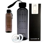GooD ELEMENT, gourde eau, gourde 500ml, gourde rappel boire, gourde sans bpa, gourde marqueur de temps, bouteille plastique, gourde homme, gourde motivation (Noir)