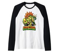 Good Fats Bad Attitude Dino Keto Humour Manche Raglan