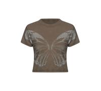 Good For Nothing T-shirt bleu pastel / marron chiné, Taille XS