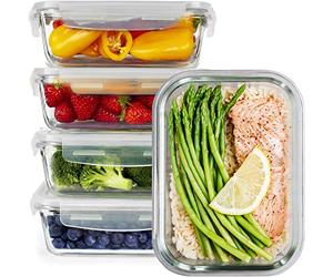 GOOD FOR YOU Boîte Repas x5 Verre Alimentaire, Plat, Couvercle, Lunch Box | 5 x 850 ml - Conservation hermétique - Four, air fryer, micro-ondes, congélateur - Gamelle, meal prep, batch cooking
