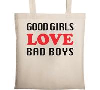 Good Girls Love Bad Boys Sac fourre-tout en coton écologique naturel Beige