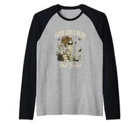 Good Girls Read Bad Books Vintage Skeleton Reader Manche Raglan