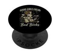 Good Girls Read Bad Books Vintage Skeleton Reader PopSockets PopGrip Adhésif