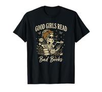 Good Girls Read Bad Books Vintage Skeleton Reader T-Shirt