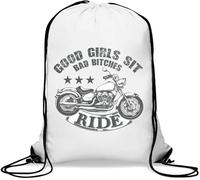 Good Girls Sit Bad Ride Sac de gym décontracté avec cordon de serrage Blanc