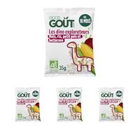 Good Goût - Les Dino Explorateurs - Snack pour bébé - Dès 10 Mois - Texture légère et fondante - Sans gluten - Format nomade (Lot de 4)