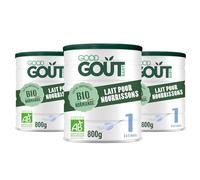 GOOD GOÛT - Lot de 3 - Lait Infantile 1er Âge - Lait pour Nourrissons Format Poudre - de 0 à 6 Mois - sans Huile de Palme - sans Maltodextrine - Crème de Lait Bio - Fabriqué en Normandie - 800 g