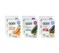 GOOD GOÛT - Lot De 6 Plats Cuisinés Pour Bébé - 2xRisotto Courgettes Chèvre + 2xCarottes Poulet + 2xRatatouille Quinoa - Fabriqué En France - Sachets Micro-Ondables