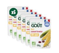 GOOD GOÛT - Maïs Et Canard Fermier Pour Bébé - Dès 6 mois - Purée - Fabriqué En France - Sachets Micro-Ondables - 6x190g