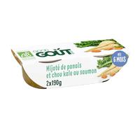 GOOD GOÛT - Mijoté De Panais Et Chou Kale Au Saumon - Plat Cuisiné Pour Bébé - Dès 6 Mois - Purée lisse - Bols Micro-Ondables - 2x190g