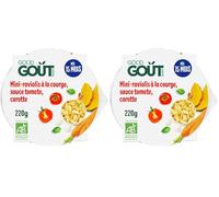 GOOD GOÛT - Mini-Raviolis À La Courge, Sauce Tomate Et Carottes - Plat Cuisiné Pour Bébé - Dès 15 Mois - Avec Morceaux - Fabriqué En France - Assiette Micro-Ondable - 190g (Lot de 2)