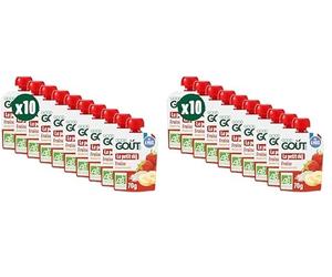 GOOD GOÛT - Petit Déj Fraise - Gourde Pour Bébé - Dès 6 Mois - Format Nomade - Sans Sucres Ajoutés - 10x70g (Lot de 2)