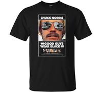 Good Guys Wear Black T-Shirt Chuck Norris Retro 70 1970 Action Martial Unisex 100% Cotton Short-Sleeve T-Shirts Black L