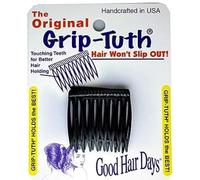 Good Hair Days Grip-Tuth Lot de 2 peignes de coiffage antidérapants de 3,8 cm pour tous les types de cheveux, sécurisé au quotidien, occasions spéciales et accessoire de coiffure de mariée - Noir