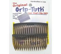 Good Hair Days Grip-Tuth Lot de 2 peignes latéraux de 8,9 cm, pour tous les types de cheveux, accessoires décoratifs et coiffants pour femme - écaille de tortue