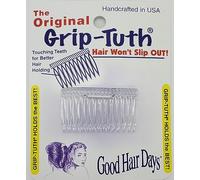 Good Hair Days Grip-Tuth Lot de 2 peignes Shorty Tuck - Outils de coiffure décoratifs de 1 3/4 po pour cheveux fins et fins, maintien sûr, bijoux et accessoires - Cristal, lot de 2