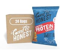 Good & Honest Popped Crisps, collations de pub sans gluten, 24 x 23 g (23 g x 24 sachets, protéines - BBQ sucré)