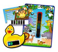 Good Life Innovations Happy Family Lots de 3 thermomètres fantaisie pour enfants Thermomètres frontal/bain/chambre Motif animaux de la jungle/canard/singe