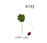 Good Luck - Agenda 2025 giornaliera A5 - Portafortuna: Diario/Planner giornaliero - 12 mesi - Bianco - Calendario mensile e annuale - Note - To Do - Promemoria - Copertina flessibile lucida