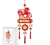 Good Luck Horse Charm - Lunar New Year Ornament with Tassels, Wall Window Door Home Decor, Tree Party Blessing Celebration | Year Wall Hanging, Ancestral Altar Offering Display, Festival
