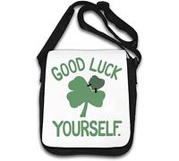Good Luck Yourself Make Your Own Sac à bandoulière Motif trèfle à quatre feuilles Blanc