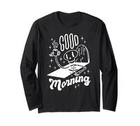 Good Morning Drôle Skelton avec café dans la Tombe Meme Manche Longue