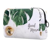 Good Morning Trousse à maquillage pour femme avec fermeture éclair Motif thé et feuilles, multicolore, 18.5x7.5x13cm/7.3x3x5.1in, Trousse de toilette